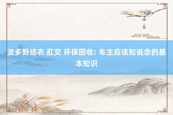 波多野结衣 肛交 环保回收: 车主应该知说念的基本知识