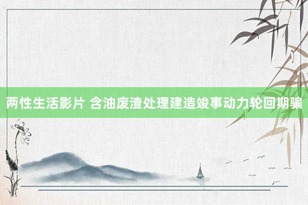 两性生活影片 含油废渣处理建造竣事动力轮回期骗