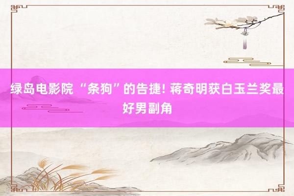 绿岛电影院 “条狗”的告捷! 蒋奇明获白玉兰奖最好男副角